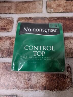 Vintage No Nonsense Control Top Pantyhose Off Black Size B Sheer Toe Nylons VTG
